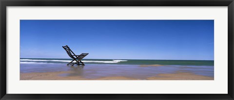 Framed Empty Chair On The Lake Side, Lake Michigan, Grand Haven, Michigan, USA Print