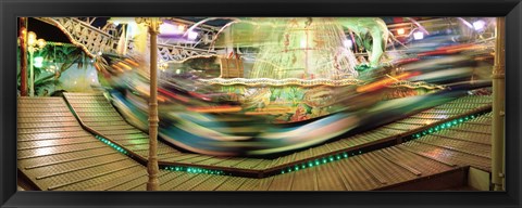 Framed Carousel in motion, Amusement Park, Stuttgart, Germany Print