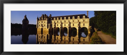 Framed Water In Front Of The Building, Loire Valley, Chenonceaux, France Print