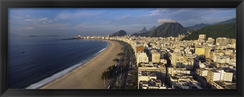 Framed High Angle View Of The Beach, Copacabana Beach, Rio De Janeiro, Brazil Print