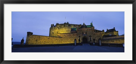 Framed Castle Lit Up At Dusk, Edinburgh Castle, Edinburgh, Scotland, United Kingdom Print