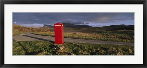 Framed Telephone Booth In A Landscape, Isle Of Skye, Highlands, Scotland, United Kingdom Print