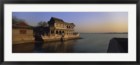 Framed Marble Boat In A River, Summer Palace, Beijing, China Print