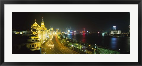 Framed Buildings Lit Up At Night, The Bund, Shanghai, China Print