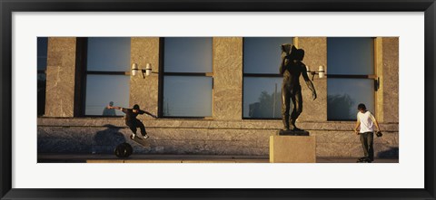 Framed Skateboarders In Front Of A Building, Oslo, Norway Print