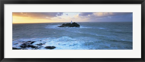 Framed Lighthouse on an island, Godvery Lighthouse, Hayle, Cornwall, England Print