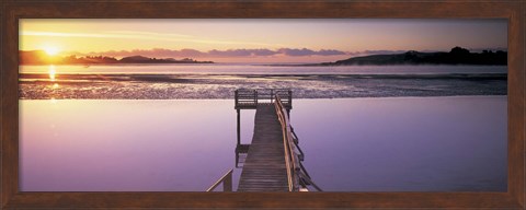 Framed High angle view of a pier on a river, Pounawea, The Catlins, South Island New Zealand, New Zealand Print