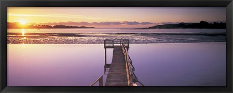 Framed High angle view of a pier on a river, Pounawea, The Catlins, South Island New Zealand, New Zealand Print