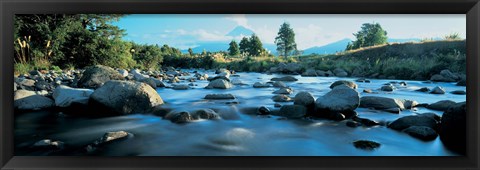 Framed Rocks in the river, Mount Taranaki, Taranaki, North Island, New Zealand Print