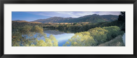 Framed Reflection of mountains in water, Lake Hayes, South Island New Zealand, New Zealand Print