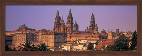 Framed Cathedral in a cityscape, Santiago De Compostela, La Coruna, Galicia, Spain Print