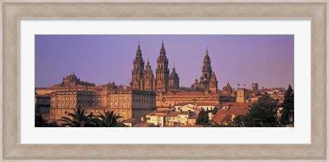 Framed Cathedral in a cityscape, Santiago De Compostela, La Coruna, Galicia, Spain Print