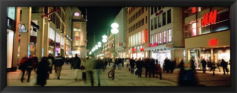 Framed Buildings in a city lit up at night, Munich, Germany Print