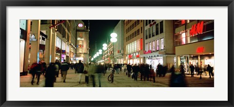 Framed Buildings in a city lit up at night, Munich, Germany Print