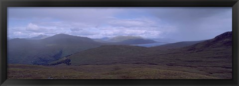 Framed Cloudy Sky Over Hills, Blackwater Reservoir, Scotland, United Kingdom Print