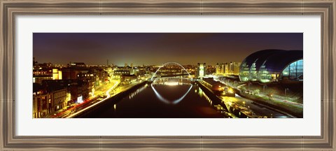 Framed Reflection Of A Bridge On Water, Millennium Bridge, Newcastle, Northumberland, England, United Kingdom Print