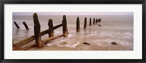 Framed Posts On The Beach, Spurn, Yorkshire, England, United Kingdom Print