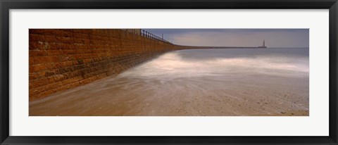 Framed Surrounding Wall Along The Sea, Roker Pier, Sunderland, England, United Kingdom Print