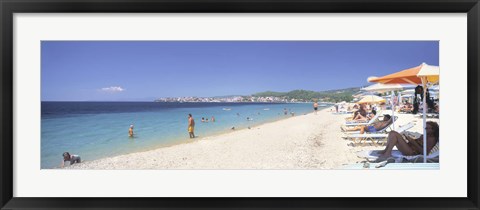 Framed Tourist on the beach, Porto Carras, Neos Marmaras, Sithonia, Halkidiki, Greece Print