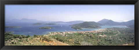 Framed High angle view of a coastline, Lefkas island, Greece Print