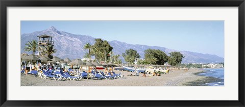 Framed Tourists On The Beach, San Pedro, Costa Del Sol, Marbella, Andalusia, Spain Print