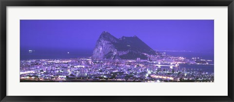 Framed High Angle View Of A City, Gibraltar, Spain Print