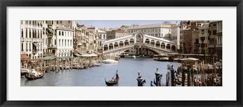 Framed Bridge Over A Canal, Rialto Bridge, Venice, Veneto, Italy Print