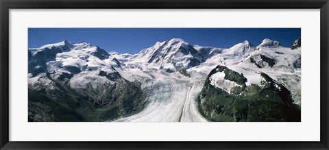 Framed Snow Covered Mountain Range and Glacier, Matterhorn, Switzerland Print