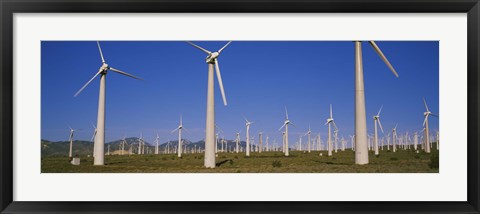 Framed Wind turbines in a field, Mojave, California, USA Print