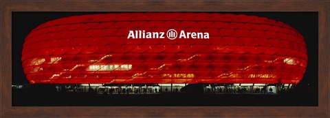 Framed Soccer Stadium Lit Up At Night, Allianz Arena, Munich, Germany Print