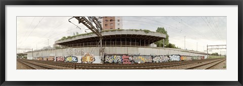 Framed Graffiti on the wall along a railroad track, Basel, Switzerland Print