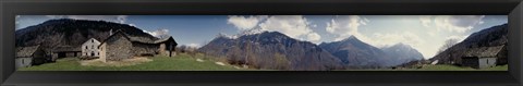 Framed Low angle view of mountains, Navone Village, Blenio Valley, Ticino, Switzerland Print