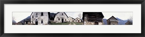 Framed Low angle view of houses in a village, Navone Village, Blenio Valley, Ticino, Switzerland Print