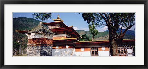 Framed Temple In A City, Chimi Lhakhang, Punakha, Bhutan Print