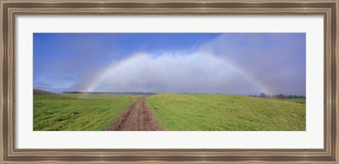 Framed Rainbow Over A Landscape, Kamuela, Big Island, Hawaii, USA Print