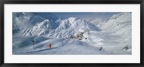 Framed Rear view of a person skiing in snow, St. Christoph, Austria Print