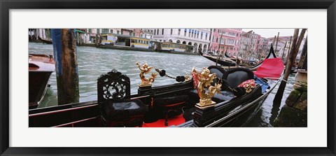 Framed Close-up of a gondola in a canal, Grand Canal, Venice, Italy Print