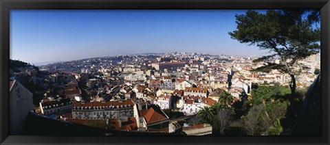 Framed Aerial view of a city, Lisbon, Portugal Print