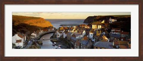 Framed High Angle View Of A Village, Staithes, North Yorkshire, England, United Kingdom Print