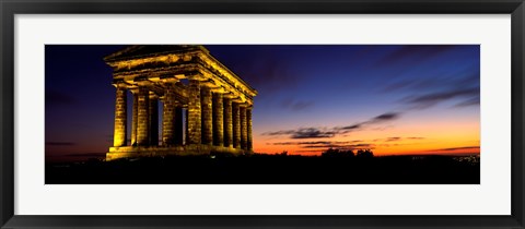 Framed Monument Lit Up At Dusk, Penshaw Monument, London, England, United Kingdom Print