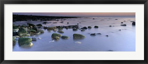 Framed Stones In Frozen Water, Flamborough, Yorkshire, England, United Kingdom Print