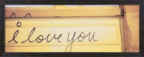 Framed Close-up of I love you written on a wall Print