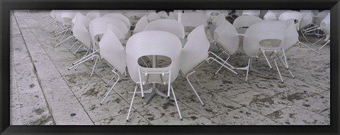 Framed Plastic Chairs Around Tables In A Restaurant, Stuttgart, Baden-Wurttemberg, Germany Print