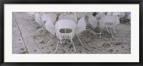 Framed Plastic Chairs Around Tables In A Restaurant, Stuttgart, Baden-Wurttemberg, Germany Print