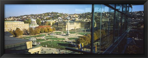 Framed High Angle View Of A City, Schlossplatz, Stuttgart, Baden-Wurttemberg, Germany Print