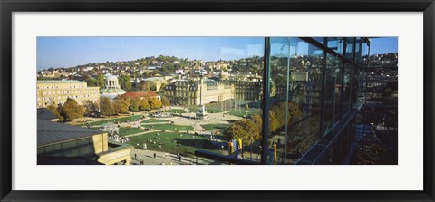 Framed High Angle View Of A City, Schlossplatz, Stuttgart, Baden-Wurttemberg, Germany Print