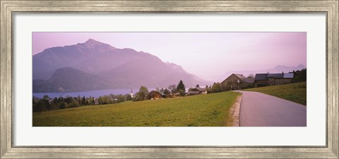 Framed Empty Road Running Through A Town, Wolfgangsee, Austria Print