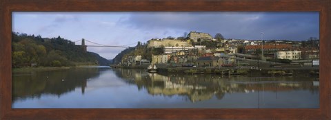 Framed Suspension bridge across a river, Clifton Suspension Bridge, River Avon, Bristol, England Print