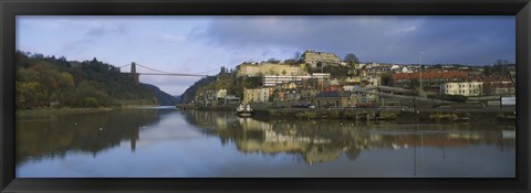 Framed Suspension bridge across a river, Clifton Suspension Bridge, River Avon, Bristol, England Print