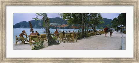 Framed Restaurant on the beach, Ko Phi Phi Don, Phi Phi Islands, Thailand Print